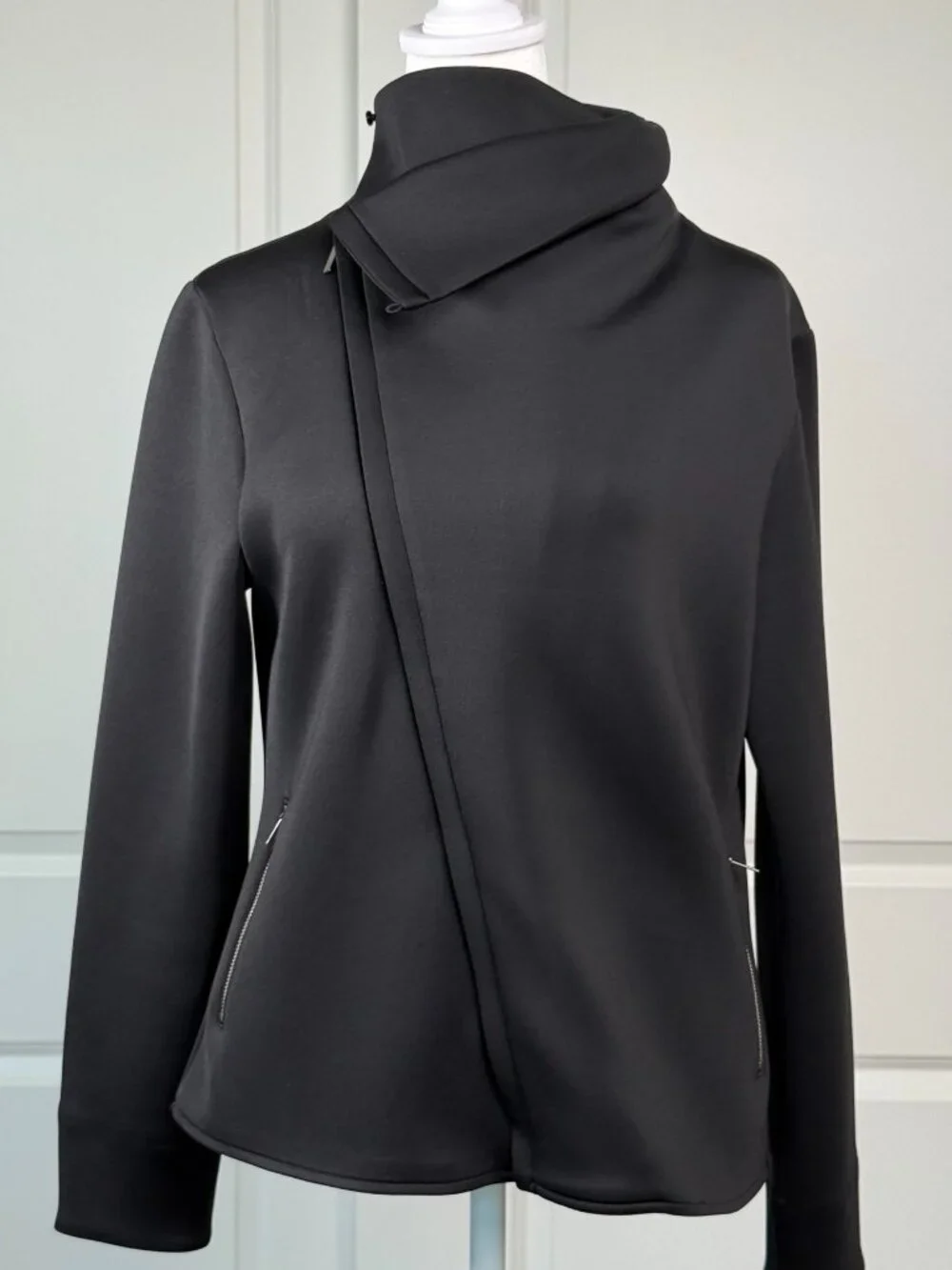 ADAY Up in the Air Lightweight Asymmetrical Zip Jacket, Black, Medium